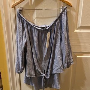 NEW Aqua off the shoulder pinstripe blouse